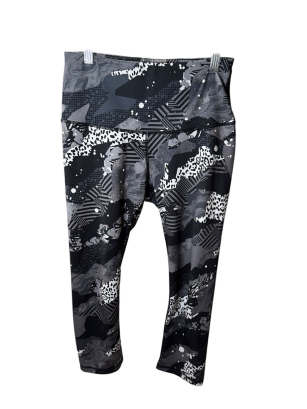 Women's Reebok Black White Abstract Print Leggings M
